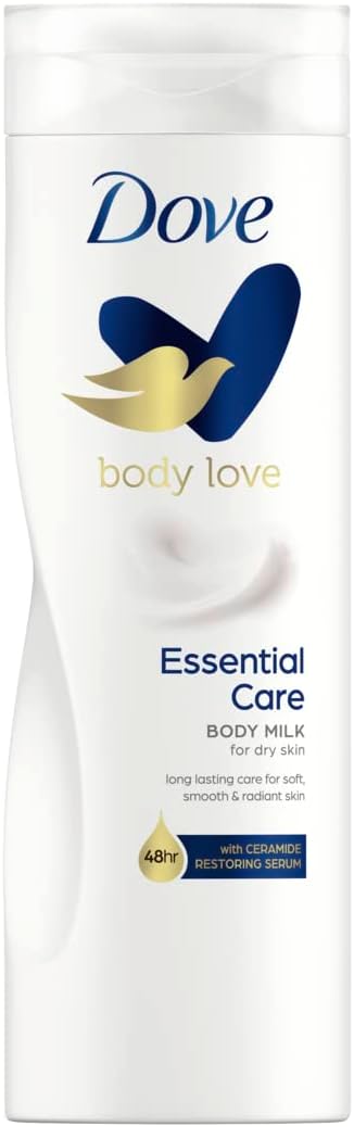 Dove Body Love Essential Care Body Milk for Dry Skin, With Ceramide Restoring Serum 48h, 400ml