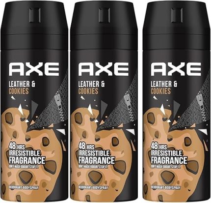 Axe body spray deodorant for long lasting odour protection, leather & cookies, for 48 hours irresistible fragrance, 150.0 milligrams, 3.0 count, 3