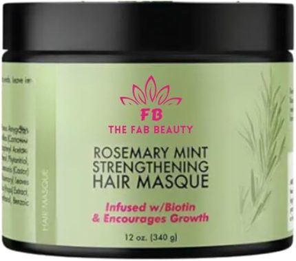 THE FAB BEAUTY Rosemary Mint Strengthening Hair Masque W/Biotin, Deep Conditioning Hair Mask For Dry, Dull & Frizzy Hair For Men & Women