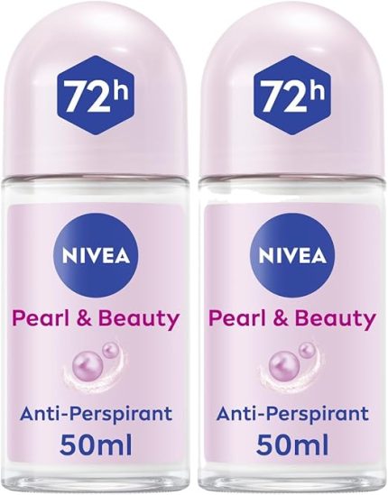 NIVEA Antiperspirant Roll-on for Women, Pearl & Beauty Pearl Extracts, 2x50ml