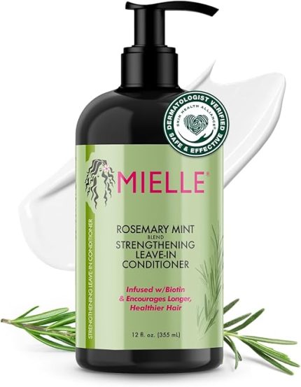Mielle Organics Rosemary Mint Strengthening Leave-In Conditioner, Supports Hair Strength, Smooth Conditioner for Dry and Crinkled Hair, Weightless Hair Treatment