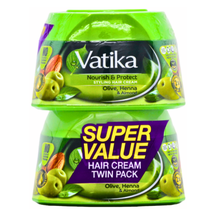 Vatika Nourish & Protect Styling Hair Cream, Olive, Henna & Almond — Twin Pack 140ml