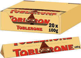 Toblerone Milk Chocolate Bar – With Honey & Almond Nougat 100G (PACK OF 20)