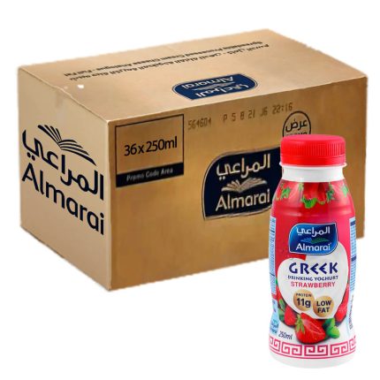 Almarai Greek Style Drink Yoghurt Strawberry 36 x 250ml