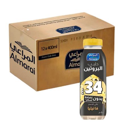 Almarai Vanilla Protein Milk Fat Free & No Added Sugar 12x400ml