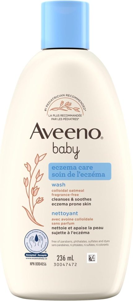 Aveeno Baby Eczema Care Wash for cleanses & soothes eczema prone skin, Colloidal Oatmeal - Fragrance Free, 236mL